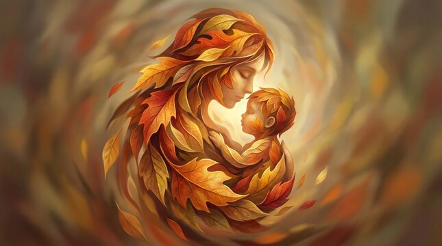 Mother's Day Flow Of Time Autumn Leaves Concept