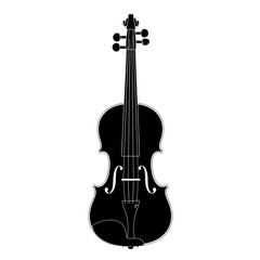 Fototapeta premium Elegant black silhouette of a classic violin against a plain background