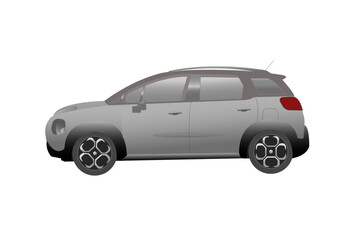 Voiture moderne de couleur grise vue de profil sur fond blanc © guitou60