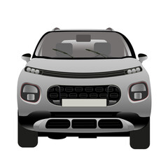 Naklejka premium Voiture moderne de couleur grise vue de face sur fond blanc