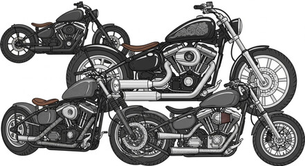 Collection of Custom Chopper Motorcycles. © Ahmadhadik