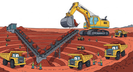 Mining Operation with Heavy Machinery. © anton