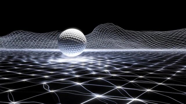 Abstract digital landscape with golf balls