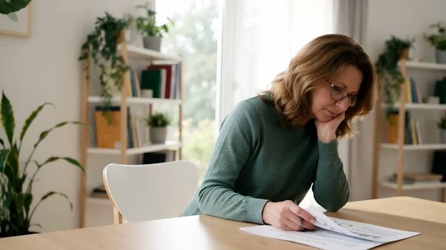明るい朝のデスクに置かれた、ぼかし処理されたグラフ入り医療書類を確認する中高年のシーン。
人物は静かにうなずき、安心と自己管理の意識を表現します。
クリーンでニュートラルな室内と自然光が信頼感を演出。
広い余白があり、予防医療や保険広告に適した構図です。