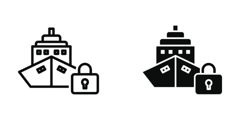 Obraz premium Ship Security Icon Vector Secure Transport