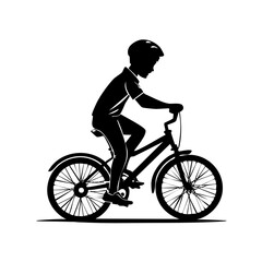 Naklejka premium A young cyclist riding a bicycle in a profile view on a simple background