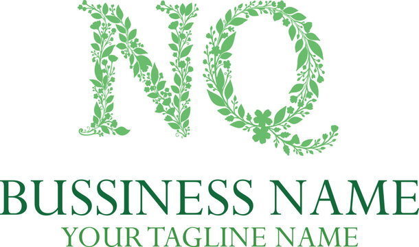 NQ initials monogram letter text alphabet logo design.