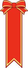 Vertical Ribbon Banner with Bow Flat Vector Illustration