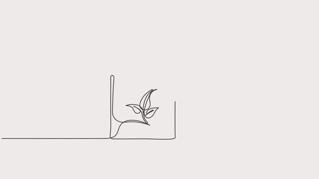 Shopping bag with nature one line art vector illustration.1