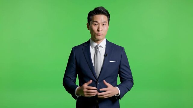 A confident business professional addresses the camera. Ideal for corporate communications, presentations, or video marketing emphasizing trust and ex