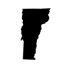 Black and white silhouette map of the state of vermont in the united states.