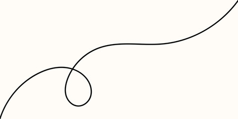 Line cable drawing and squiggle curve long with abstract tangle thin Wavy curvy thread and black pattern vector with loop squiggly spring Wire line doodle and rope squiggle divider with element © alia.kurianova