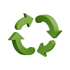 Obraz premium Three green arrows forming a recycling symbol on a white background