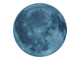 Super Blue Moon or Full Moon lunar surface close up. High-detailed lunar surface showing full Moon, lunar surface, blue planet concept. © H2Omanager