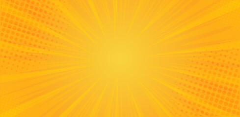 Obraz premium Yellow Comic Speed Lines: Versus Background for Battle and Competition, Manga Style Radial Sunburst Background: Red vs Yellow Split Screen Motion Effect 