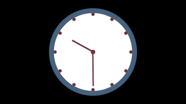 Clock spinning, watch animation on transparent background with alpha channel. Hours appear on a white background and quickly go