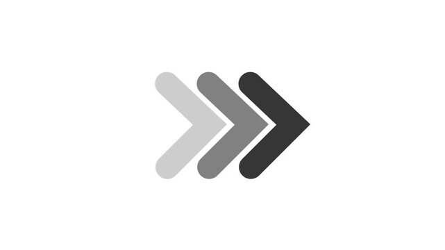 simple straight animated moving arrow pointing to the right on white background. Right-Pointing Arrow 4k animated.