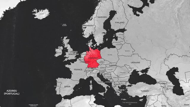 Germany highlighted on world political map zoom animation geographic concept 4k animation video
