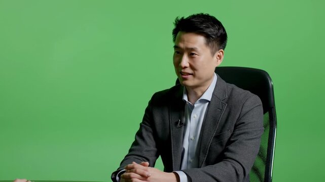 A friendly and approachable Asian man in business attire smiles warmly. Ideal for corporate communications, presentations, or representing modern prof