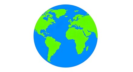 Fototapeta premium Simplified Earth globe illustration with green continents on blue oceans