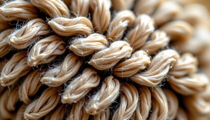 A close up view of a circular object that appears to be made of burlap or a similar fabric, with its weave creating a distinctive texture
