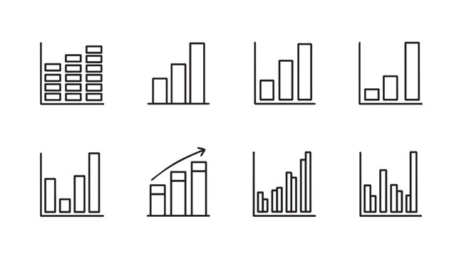 Bar Chart Icons Set Growth Statistics Data Analysis Finance Business Vector