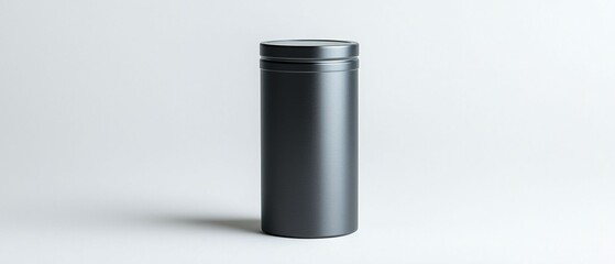 Modern Matte Black Container with Lid on Neutral Background