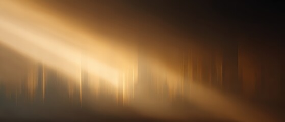 Golden light rays spreading behind abstract skyline