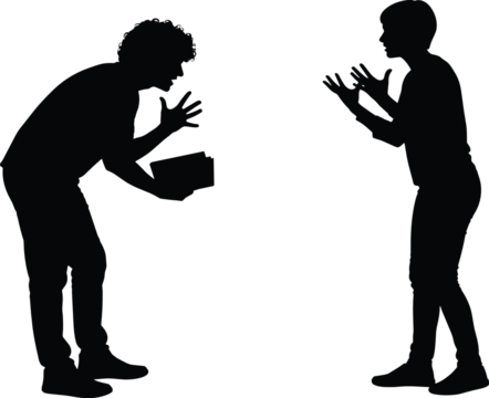 Man giving gift box to woman silhouette isolated on white background romantic surprise vector illustration