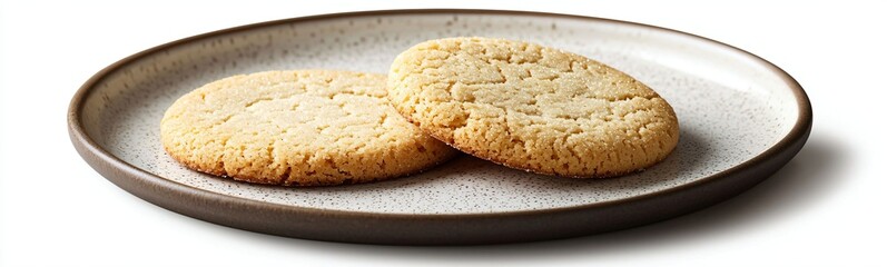 Freshly Baked Round Cookies on Rustic Plate with Textured Surface