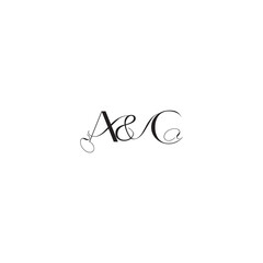 caligraphic style monogram luxury elegant logo design AC wedding initial concept letter