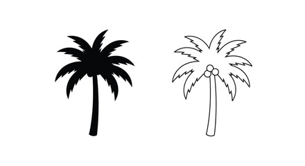 Obraz premium Two palm trees depicted one in stark black silhouette