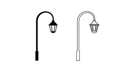 Two ornate street lamps one dark and one light a striking silhouette © MDSAJIB