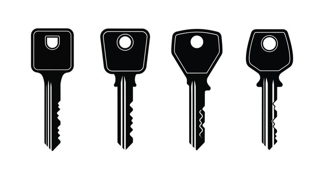 Four distinct keys displayed in a stark black silhouette