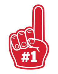 Obraz premium Foam finger number 1 glove with raised finger flat icon