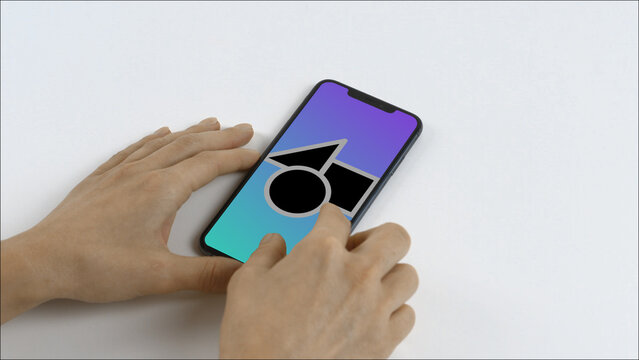 Mobile 22 Zoom Out &ndash; Modern Smartphone Screen Animation, Touch Swipe Scroll Tap Gestures, Vertical Mobile App Presentation and Digital Interface Display