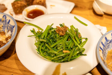 Stir-fried Water Spinach with Preserved Radish