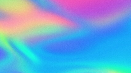 Obraz premium Pastel Holographic Gradient - Fluid Waves in Neon Blue, Pink for Y2K Aesthetic