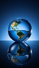 Crystal Clear Globe Representing North and South America with Reflection