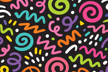 Fototapeta premium Colorful Retro Doodle Seamless Pattern Flat Vector Background.
