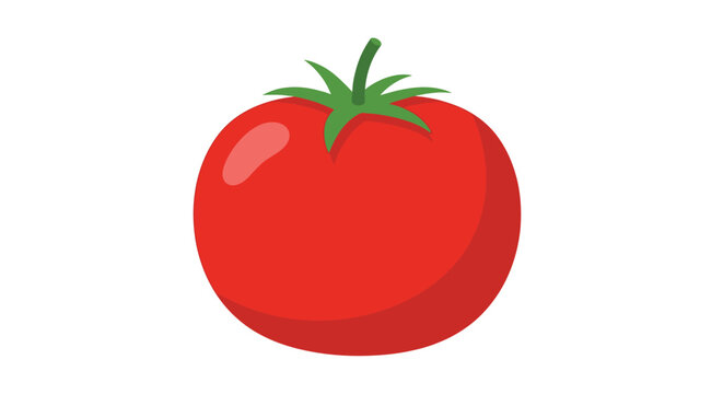 A vibrant stylized illustration of a ripe red tomato with a green stem