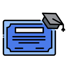 Graduation Certificate with Mortarboard Hat Icon