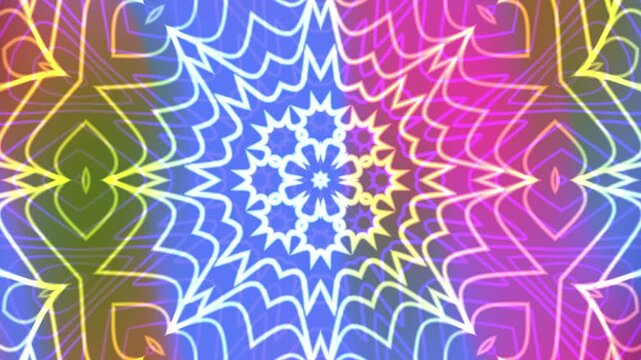 kaleidoscope overlay floral and geometric pattern suitable for backgrounds, textiles, and decorative purposes in graphic design and print materials.