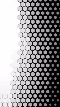 Transition hexagonal fade pattern geometric graphic suitable for intros, outros, wipes, and background designs in modern digital media.
