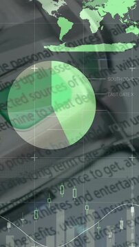 Vertical video: On power-up HUD appearing, updating percentages, rotating pies, showing device data