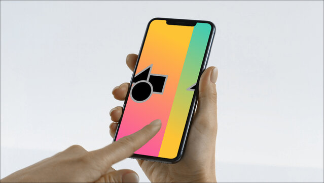Mobile 2 Swipe Left Single &ndash; Modern Smartphone Screen Animation, Touch Swipe Scroll Tap Gestures, Vertical Mobile App Presentation and Digital Interface Display