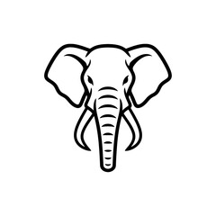 A simple black and white illustration of an elephant's head
