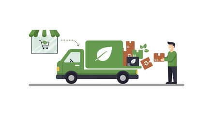 Fototapeta premium Green Delivery & Sustainable Logistics: Eco-Friendly E-commerce Shipping