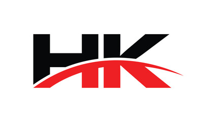 Fototapeta premium abstract creative black red HK letter logo vector art.