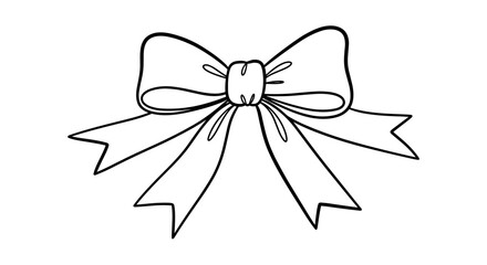 Elegant bow brooch illustration isolated on a white background, featuring intricate ribbon details and a classic symmetrical design
